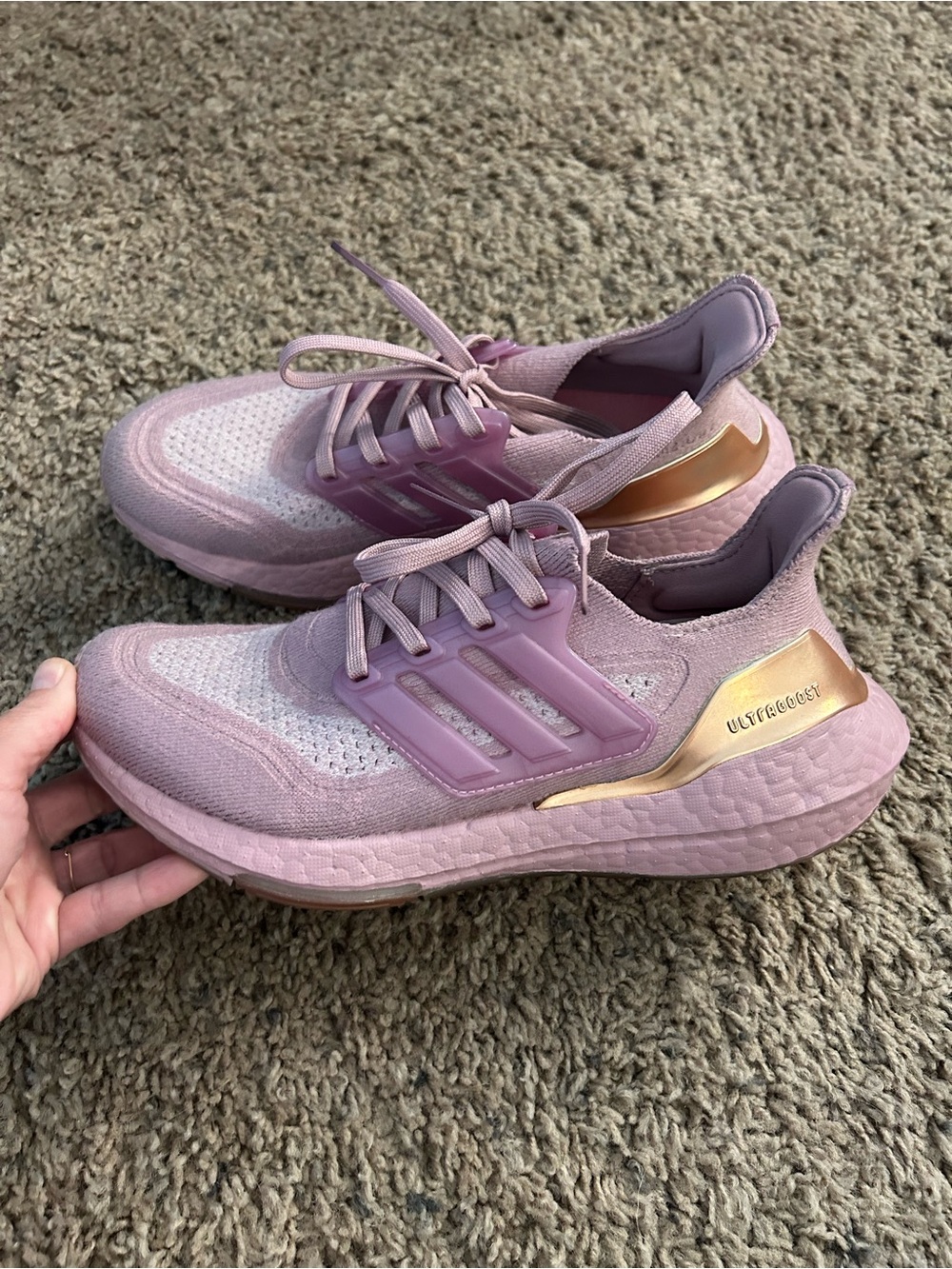 Adidas Ultraboost 21 “Pink Rose” Size-6 Gold Women’s Casual Shoes (S23830)